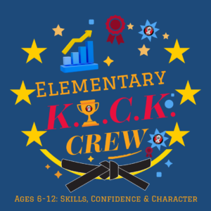 Elementary KICK Crew Logo for Karate of LA's Elementary K.I.C.K. Crew. Ages 6-12: Skills, Confidence, and Character