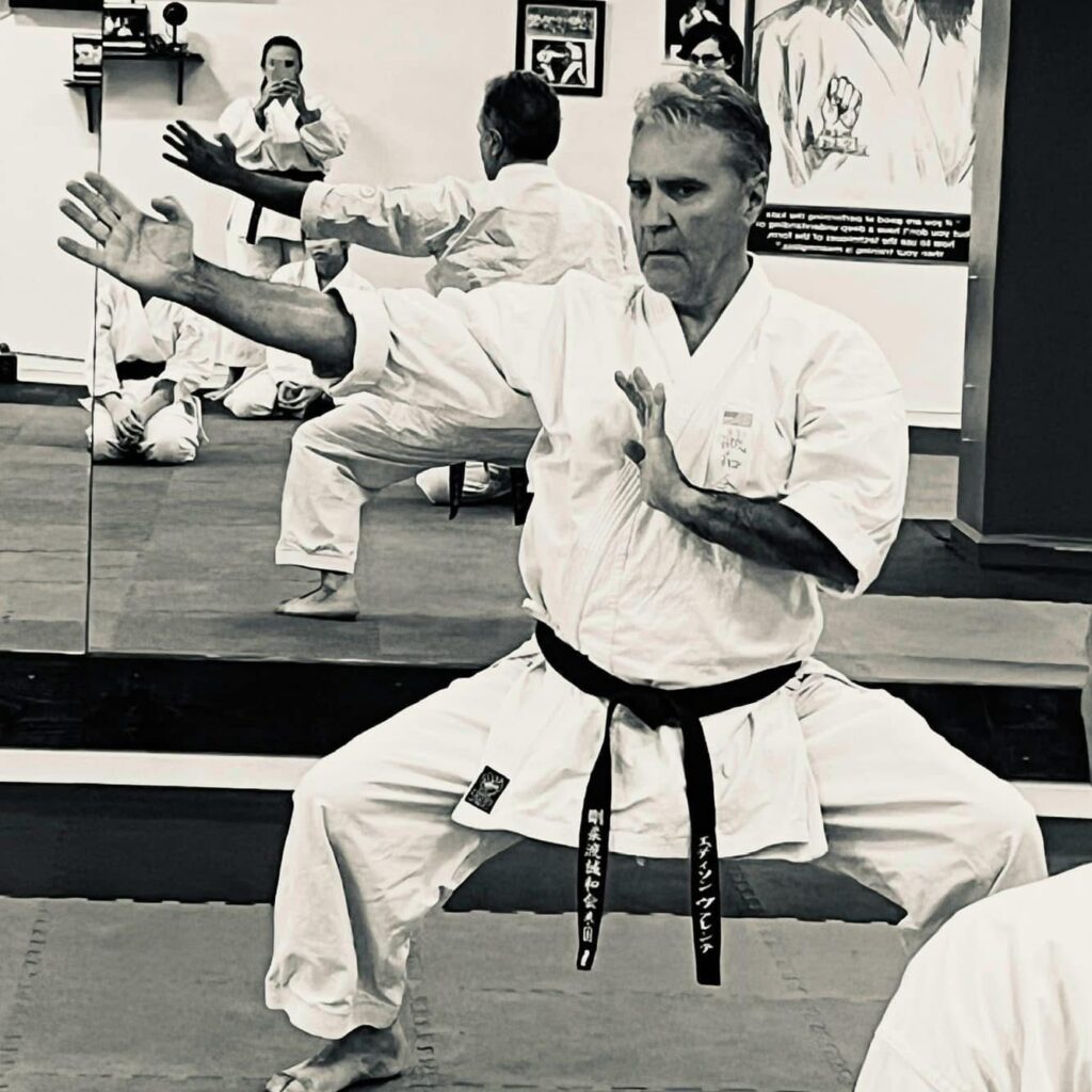 Sensei Edison Valente, 6th Dan Goju-Ryu Seiwa-Kai senior instructor, demonstrating kata at Karate of LA.