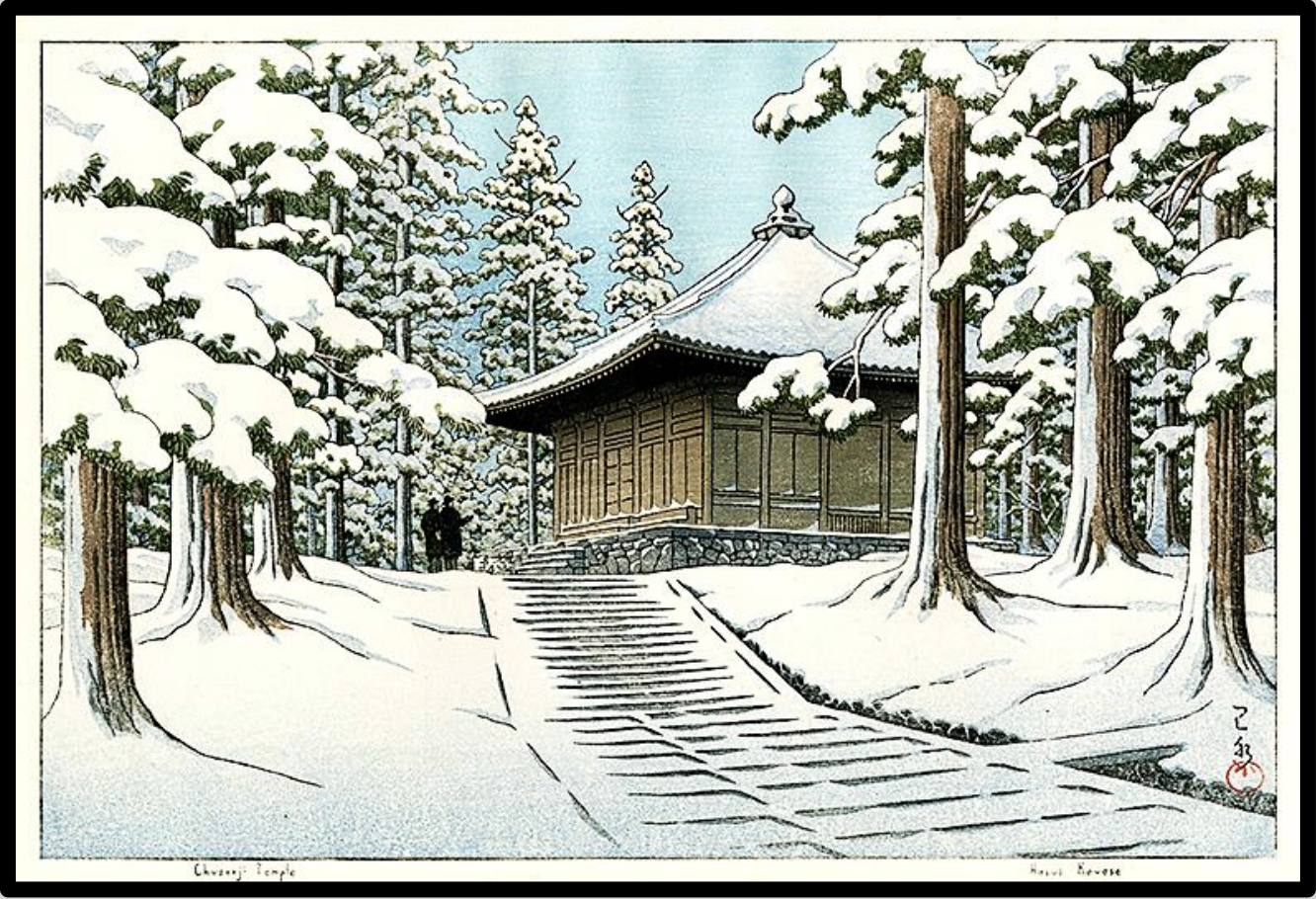 Seiwa-Kai Newsletter Issue 70 Cover Artwork - Kawase Hasui: Chusonji Temple
