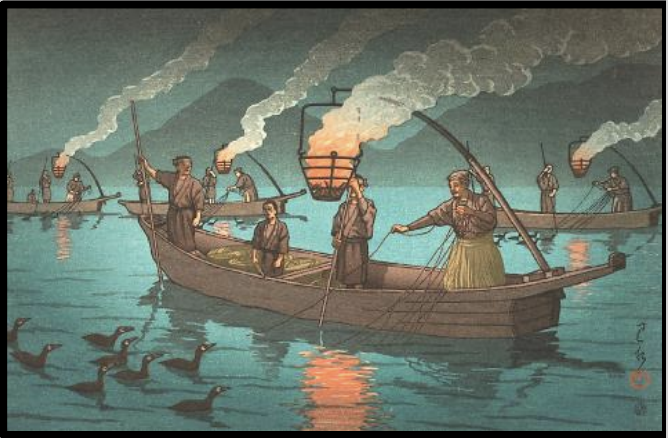 Seiwa-Kai Newsletter Issue 68 Cover Artwork - Kawase Hasui: Cormorant Fishing Nagaragawa