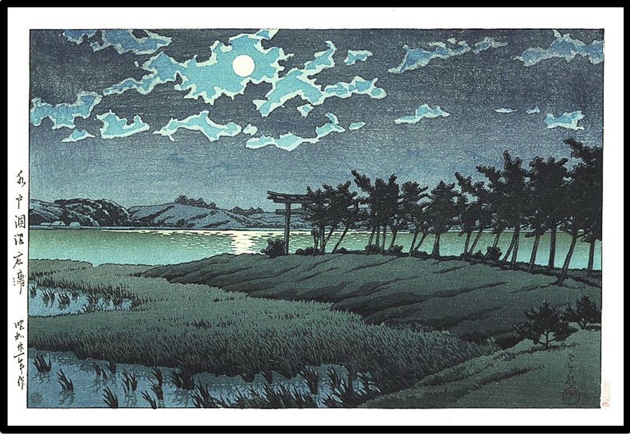 Seiwa-Kai Newsletter Issue 66 Cover Artwork - Kawase Hasui: Full Moon at Hiroura