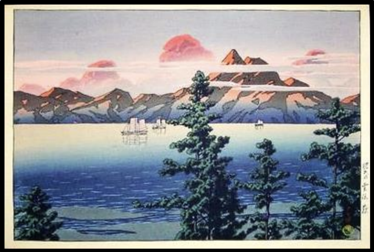 Seiwa-Kai Newsletter Issue 55 Cover Artwork - Kawase Hasui: Mt. Unzen in Hizen Province