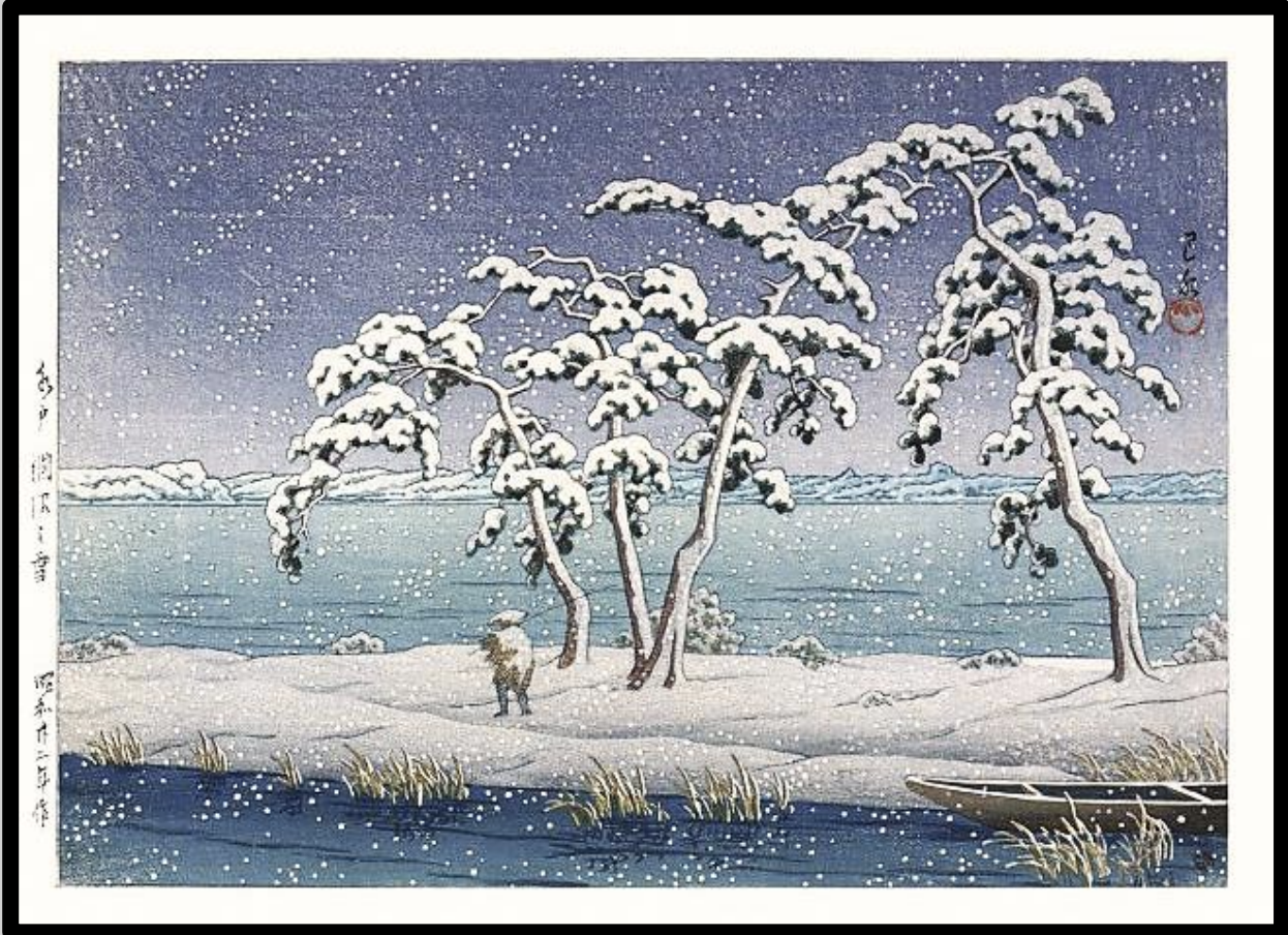 Seiwa-Kai Newsletter Issue 69 Cover Artwork - Kawase Hasui: Snow at Hinuma Swamp