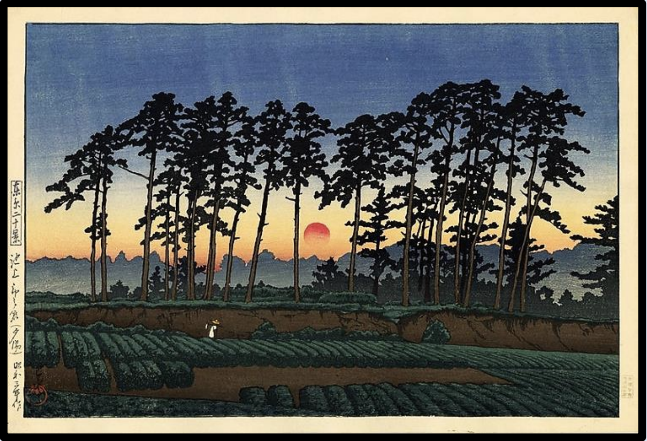 Seiwa-Kai Newsletter Issue 61 Cover Artwork - Kawase Hasui: Sunset at Ichinokura