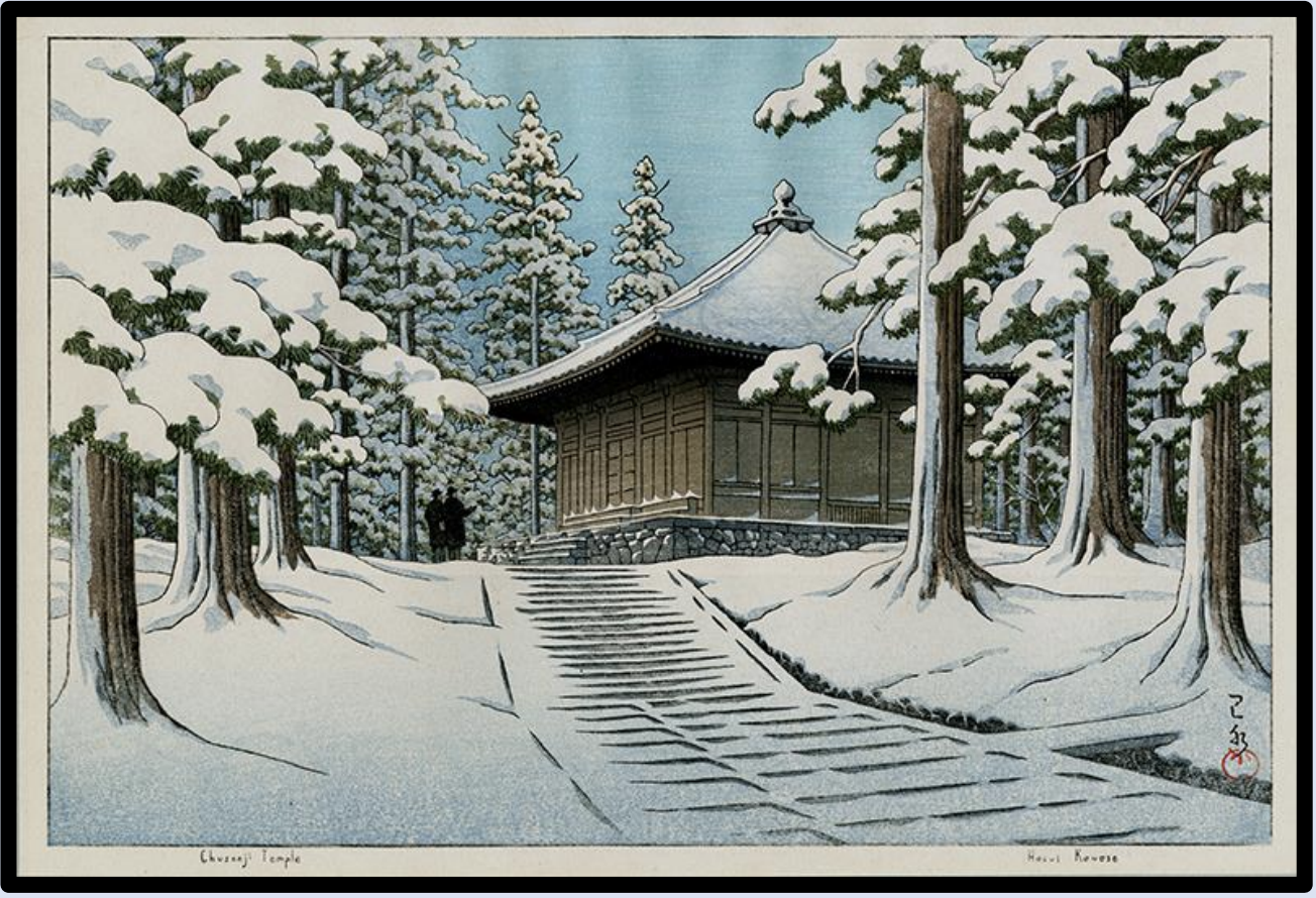 Seiwa-Kai Newsletter Issue 45 Cover Artwork - Kawase Hasui: Chusonji Temple