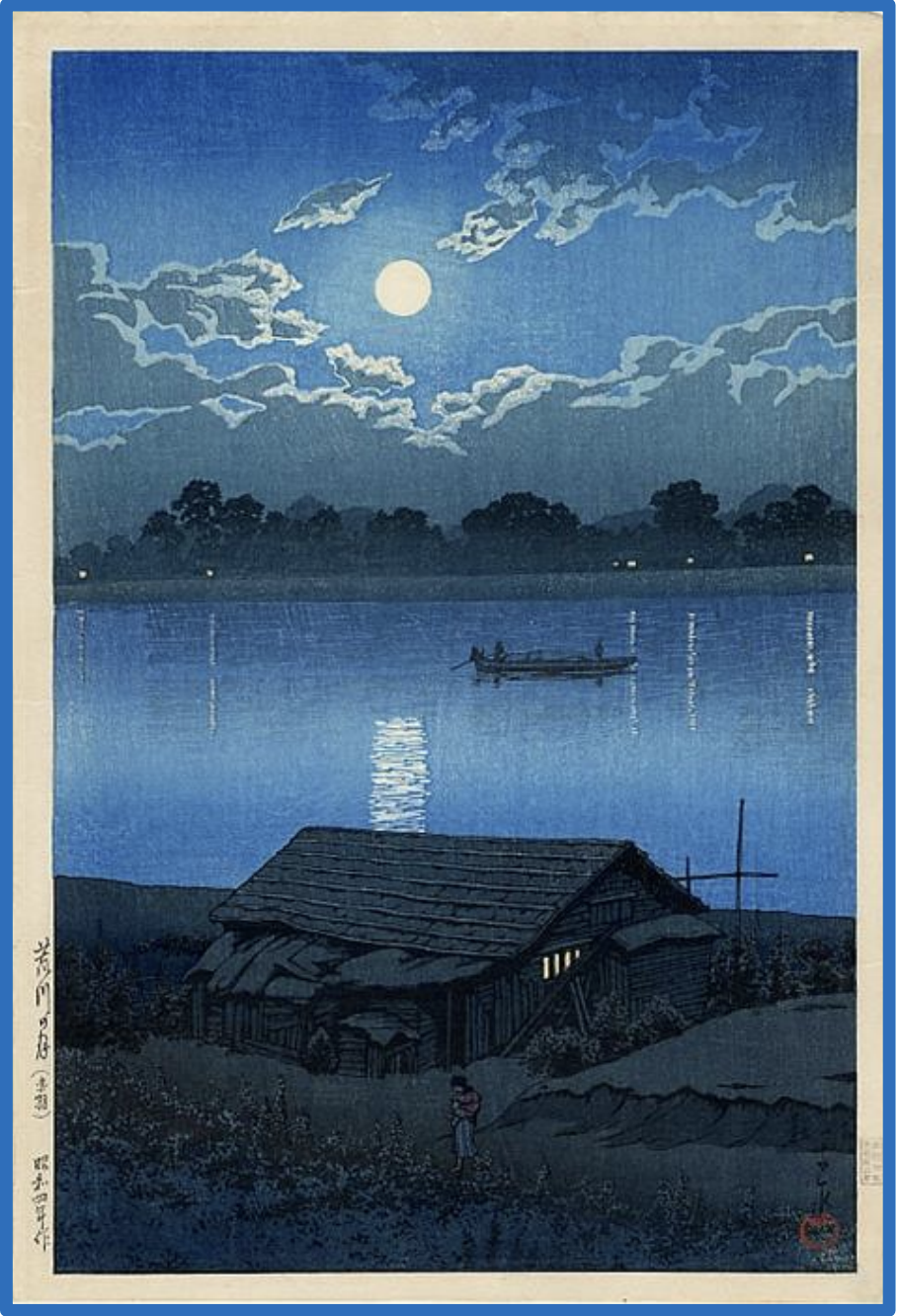Seiwa-Kai Newsletter Issue 13 Cover Artwork - Kawase Hasui: Moon over the Ara River