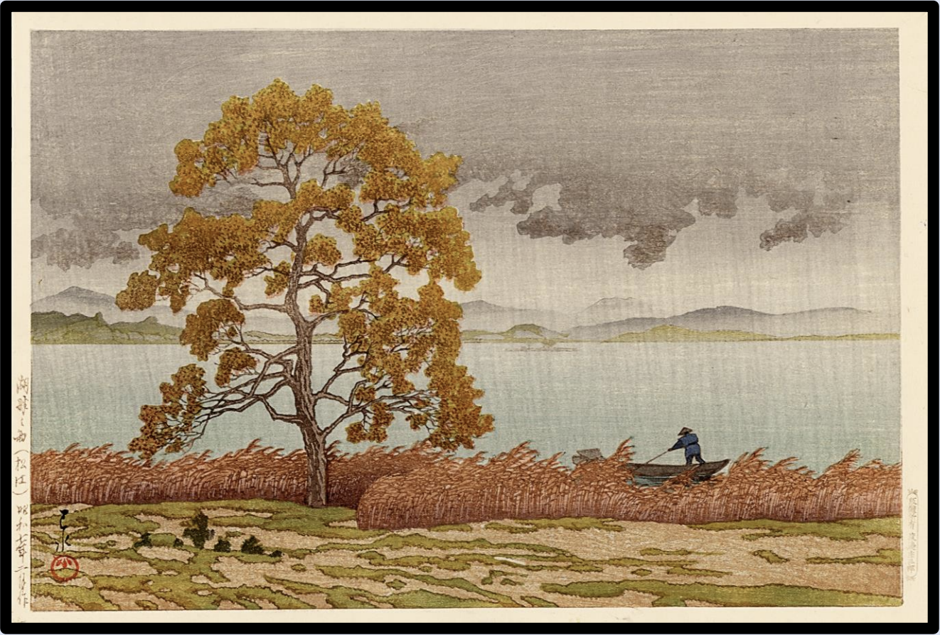 Seiwa-Kai Newsletter Issue 50 Cover Artwork - Kawase Hasui: Rain by Lakeside Matsue