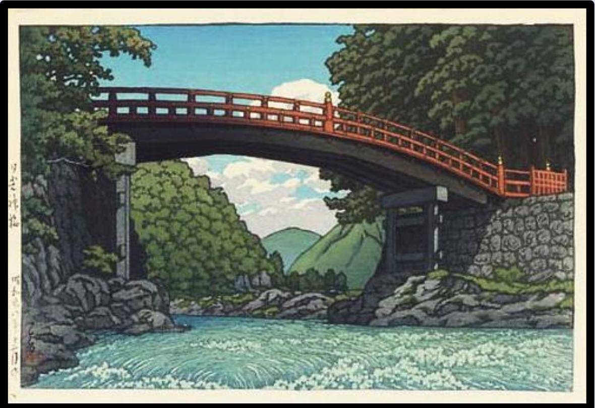 Seiwa-Kai Newsletter Issue 36 Cover Artwork - Kawase Hasui: Shin Bridge Nikko