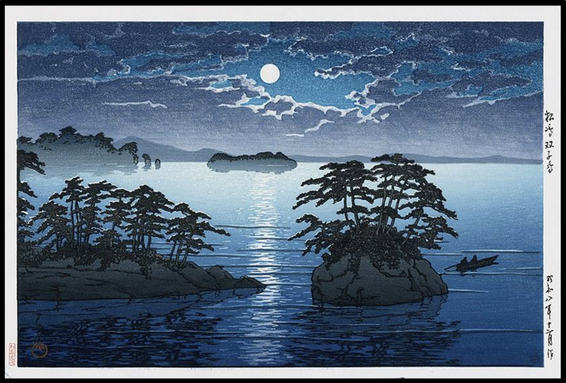 Seiwa-Kai Newsletter Issue 31 Cover Artwork - Kawase Hasui: Twin Islands at Matsushinia