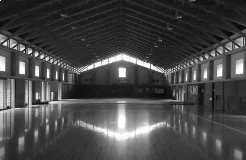Seiwa-Kai Newsletter Issue 5 Cover Artwork - Black and White Photograph of the inside of the training gym in Japan