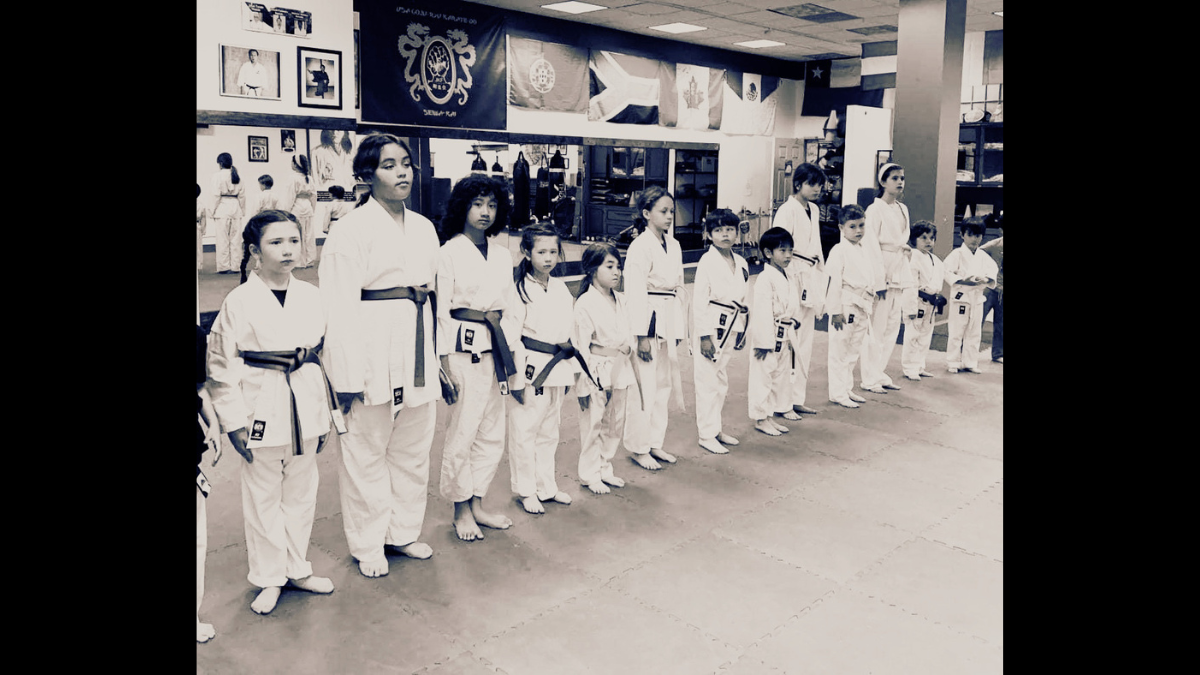 Youth karate student practicing intense mental focus and posture at Karate of LA in West Los Angeles.